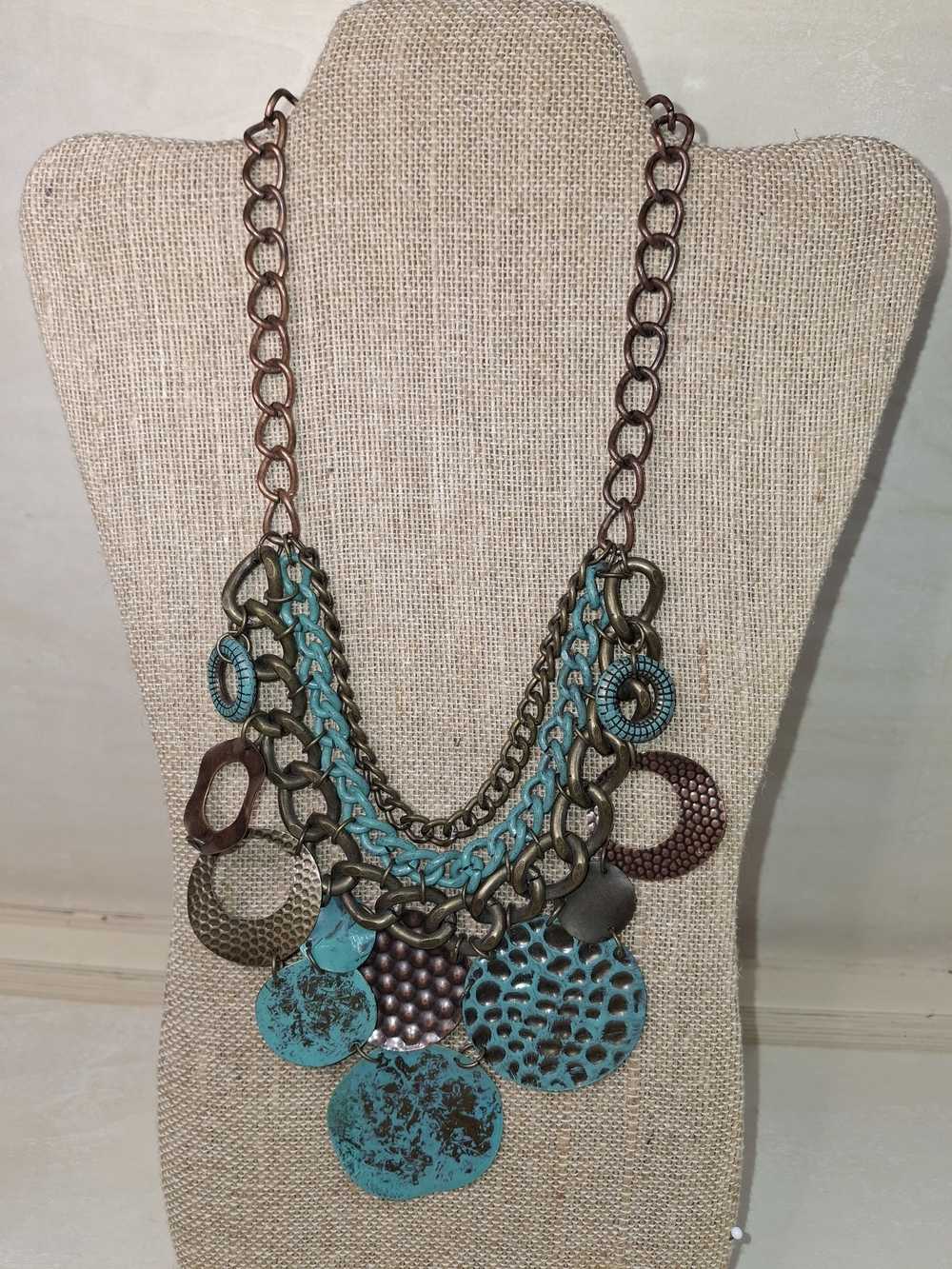 Yaumi K Turquoise Patina Multi-Chain Statement Necklace - Women Jewelry